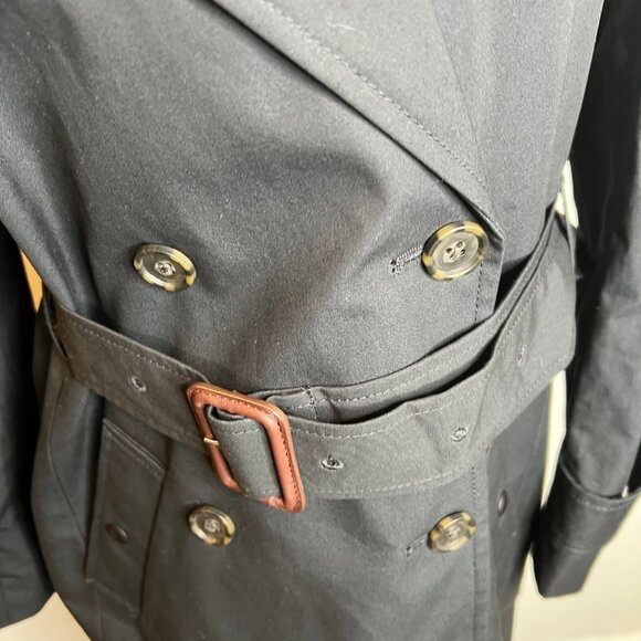 J.Crew Womens $348 Petite New Icon Trench Coat Black Size P0 BF458 - Picture 6 of 13